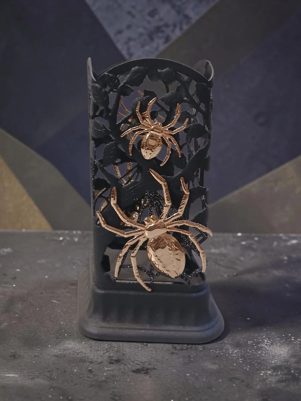 Black With Gold Spiders Hand Soap Holder